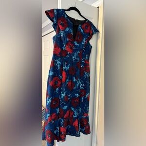 Black Halo Dresses - Floral Midi Flounce Dress